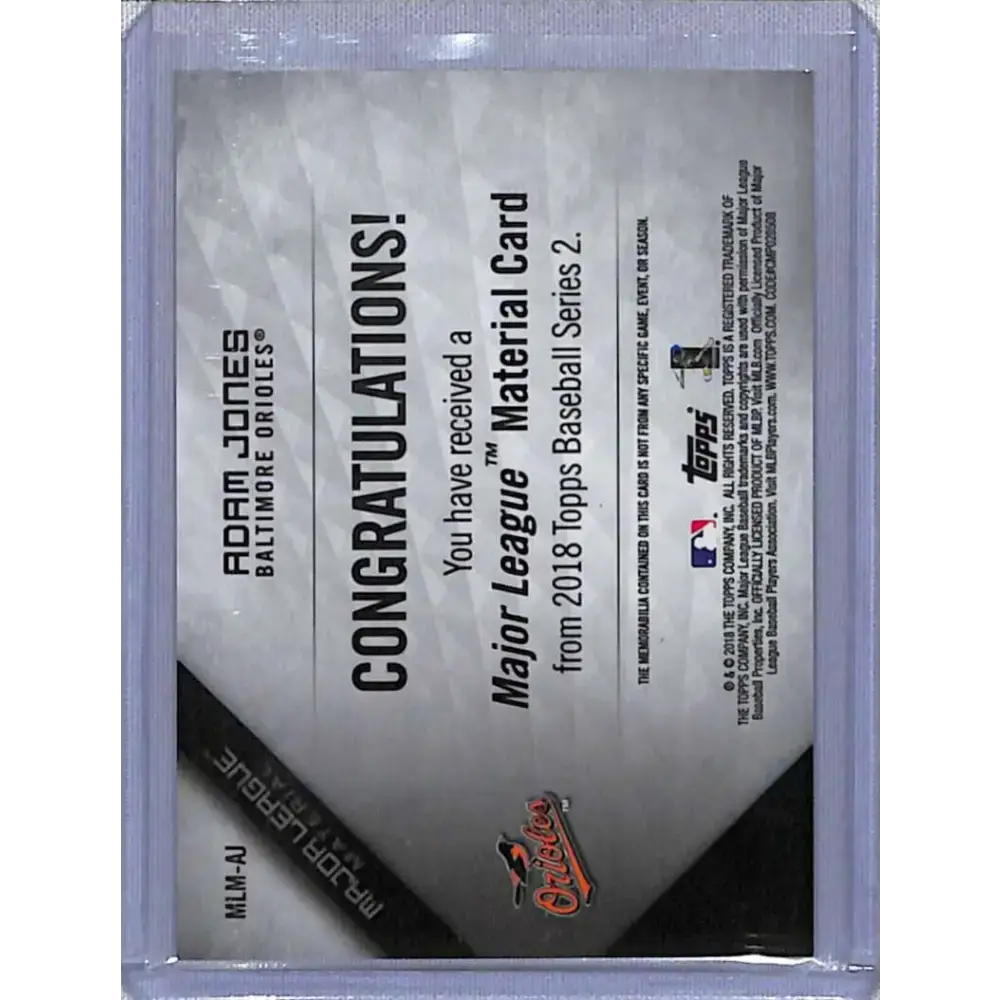2018 Topps #MLM-AJ Adam Jones Baltimore Orioles NM-MT Baseball Card - Baseball Card Single