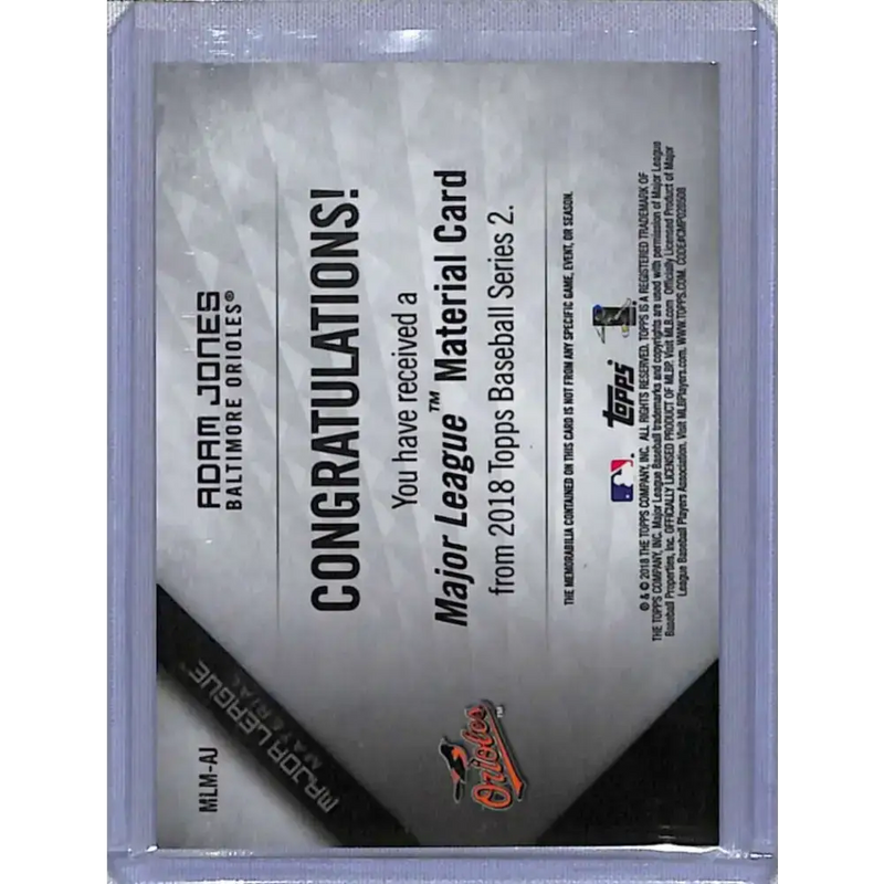 2018 Topps #MLM-AJ Adam Jones Baltimore Orioles NM-MT Baseball Card - Baseball Card Single