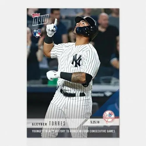 Baseball trading card of New York Yankees youngest home run player Gleyber Torres
