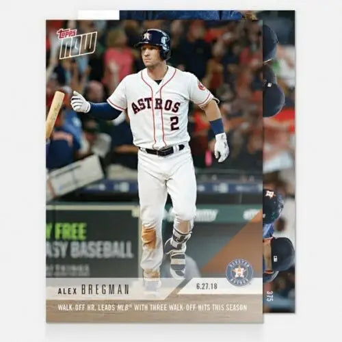 Baseball card of Alex Bregman in Astros uniform, leads MLB with 3 walk-off hits