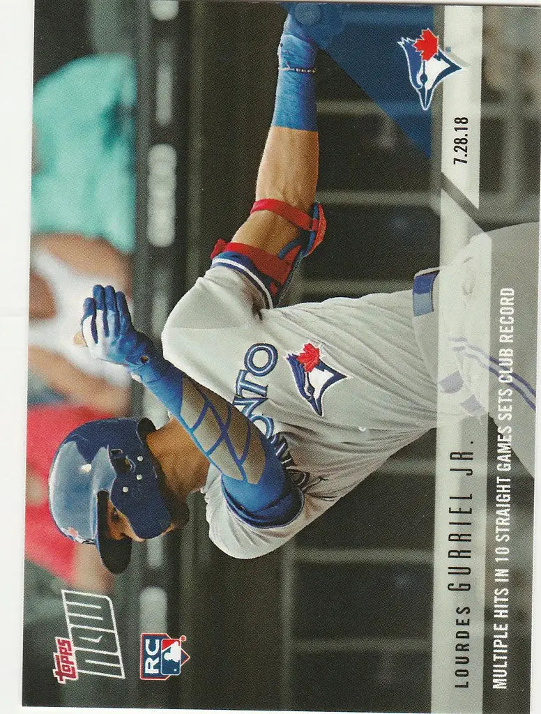 Baseball player in Toronto Blue Jays uniform, Lourdes Gurriel Jr. with multiple hits