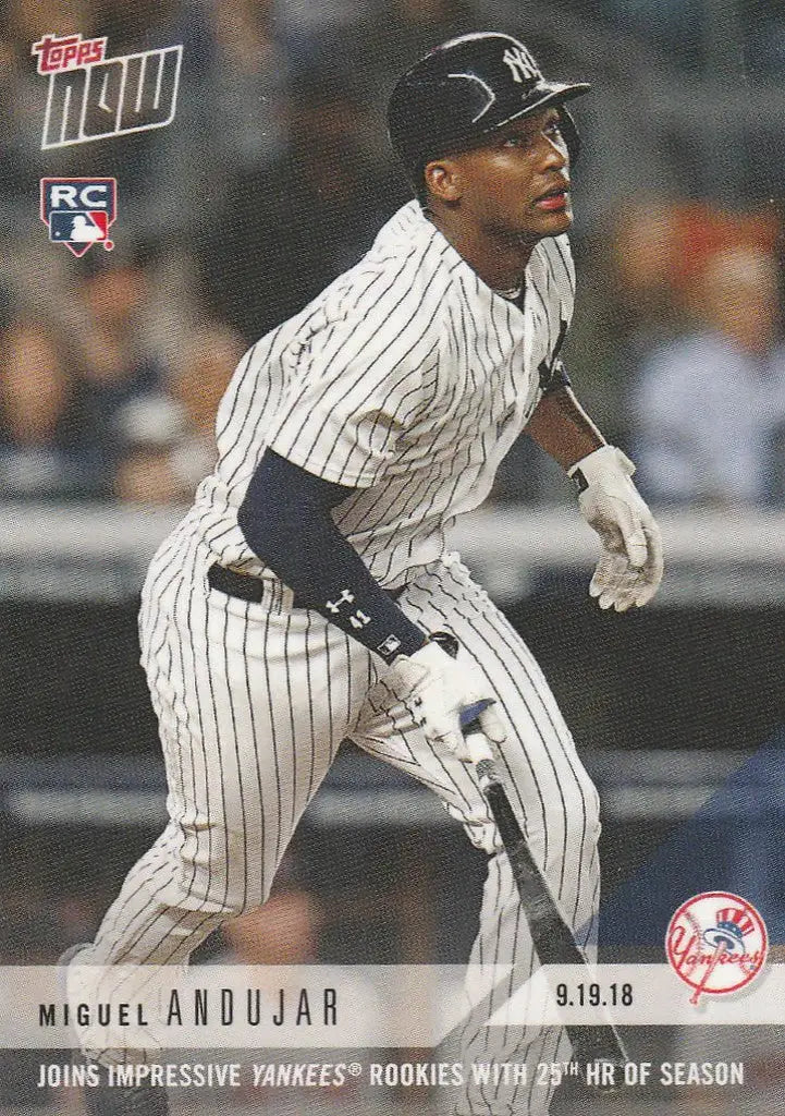 Baseball player in New York Yankees uniform poised to run, showcasing impressive Yankees rookies
