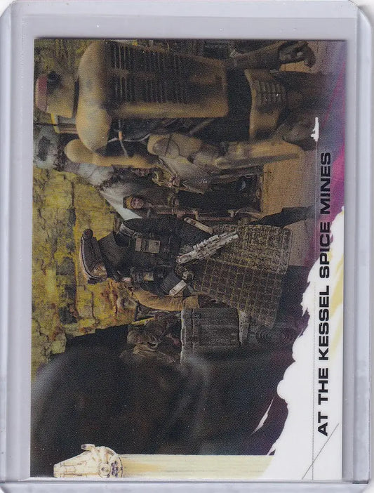 Trading card depicting a scene from Star Wars story at the Kessel Spice Mine