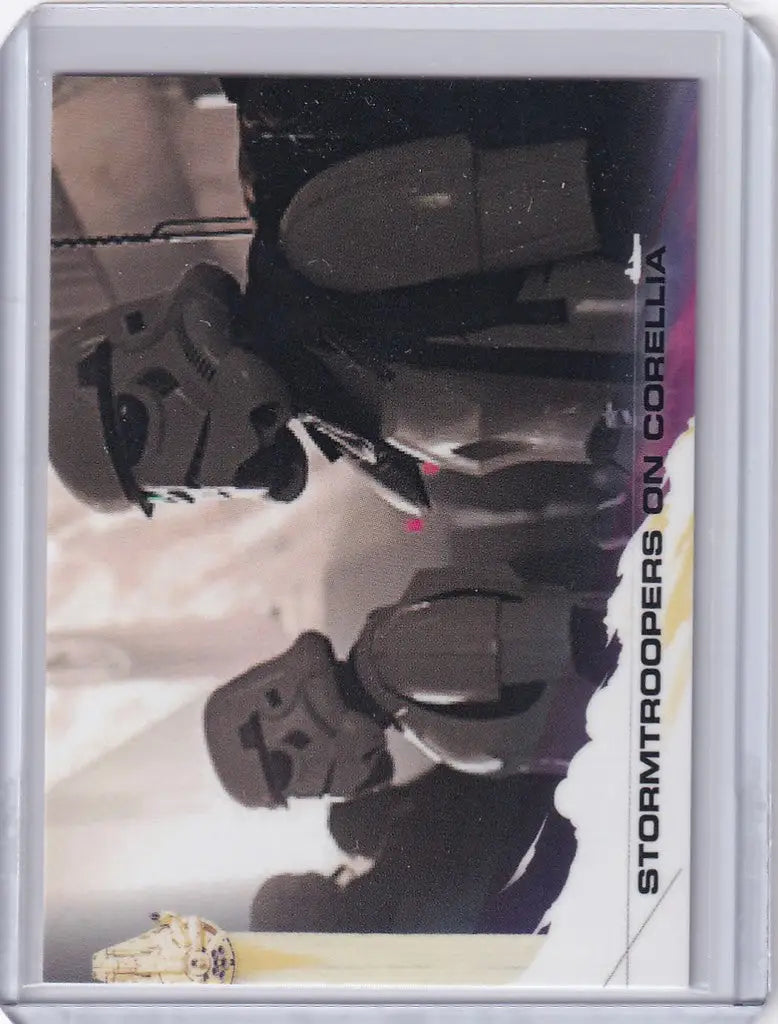 Trading card of dark-suited figures in a Star Wars story sci-fi setting