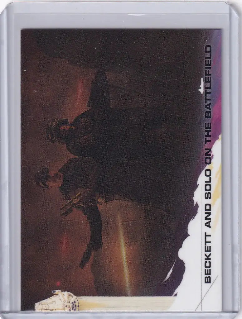 Trading card of a silhouetted figure against a fiery sky from Star Wars story