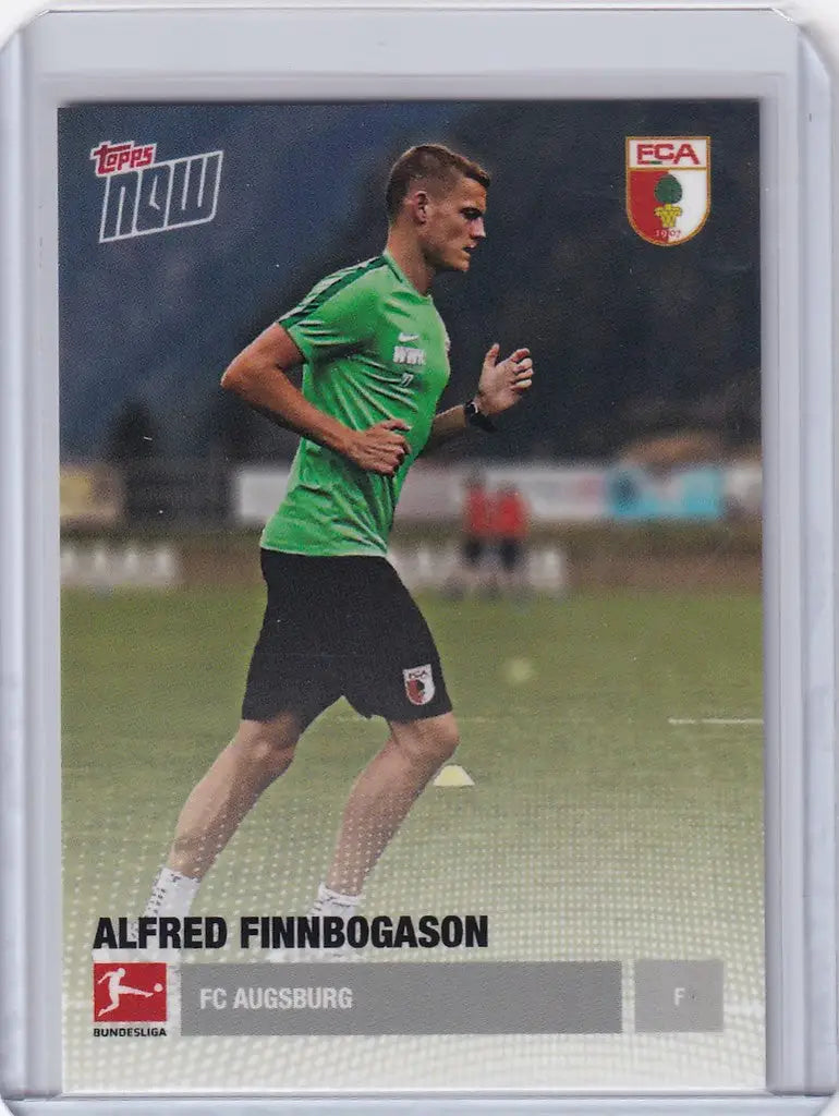 Soccer trading card of Alfred Finnbogason in green jersey, KO-102 FC Augsburg
