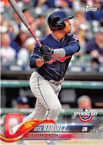Original gloss baseball card from 2018 Topps Opening Day featuring Jose Ramirez Indians