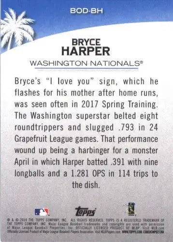 Bryce Harper baseball card from 2018 Topps Opening Day Before Opening Day with original gloss