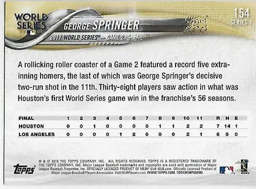 2018 Topps Rainbow Foil #154 George Springer NM-MT Astros ID:15785 - Baseball Card Single