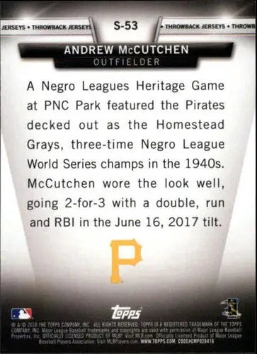 2018 Topps Salute Series 2 Baseball Card Back featuring Andrew McCutchen with original gloss