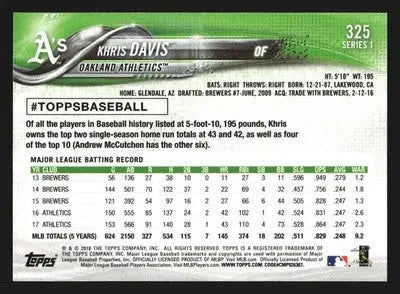 2018 Topps Series 1 #325 Khris Davis Oakland Athletics - Baseball Card Single