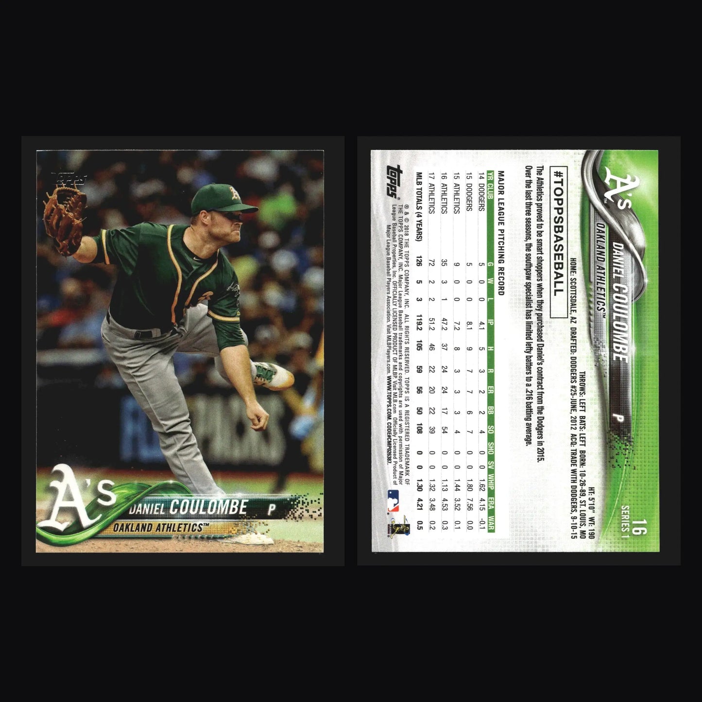 2018 Topps Series 1 Daniel Coulombe #16 Oakland Athletics - Baseball Card Single