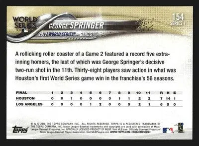 2018 Topps Series 1 George Springer World Series #154 Houston Astros - Baseball Card Single