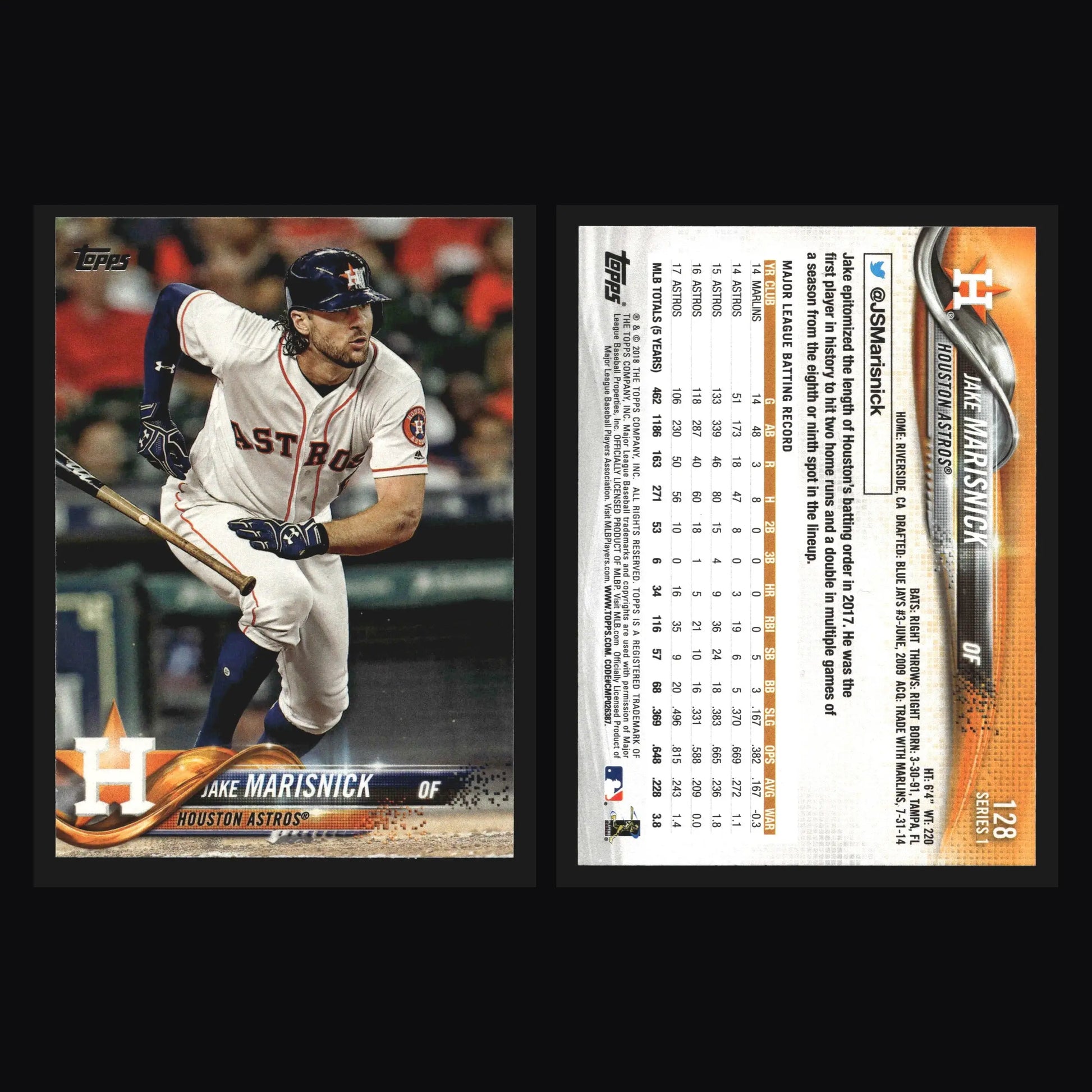 2018 Topps Series 1 Jake Marisnick #128 Houston Astros - Baseball Card Single