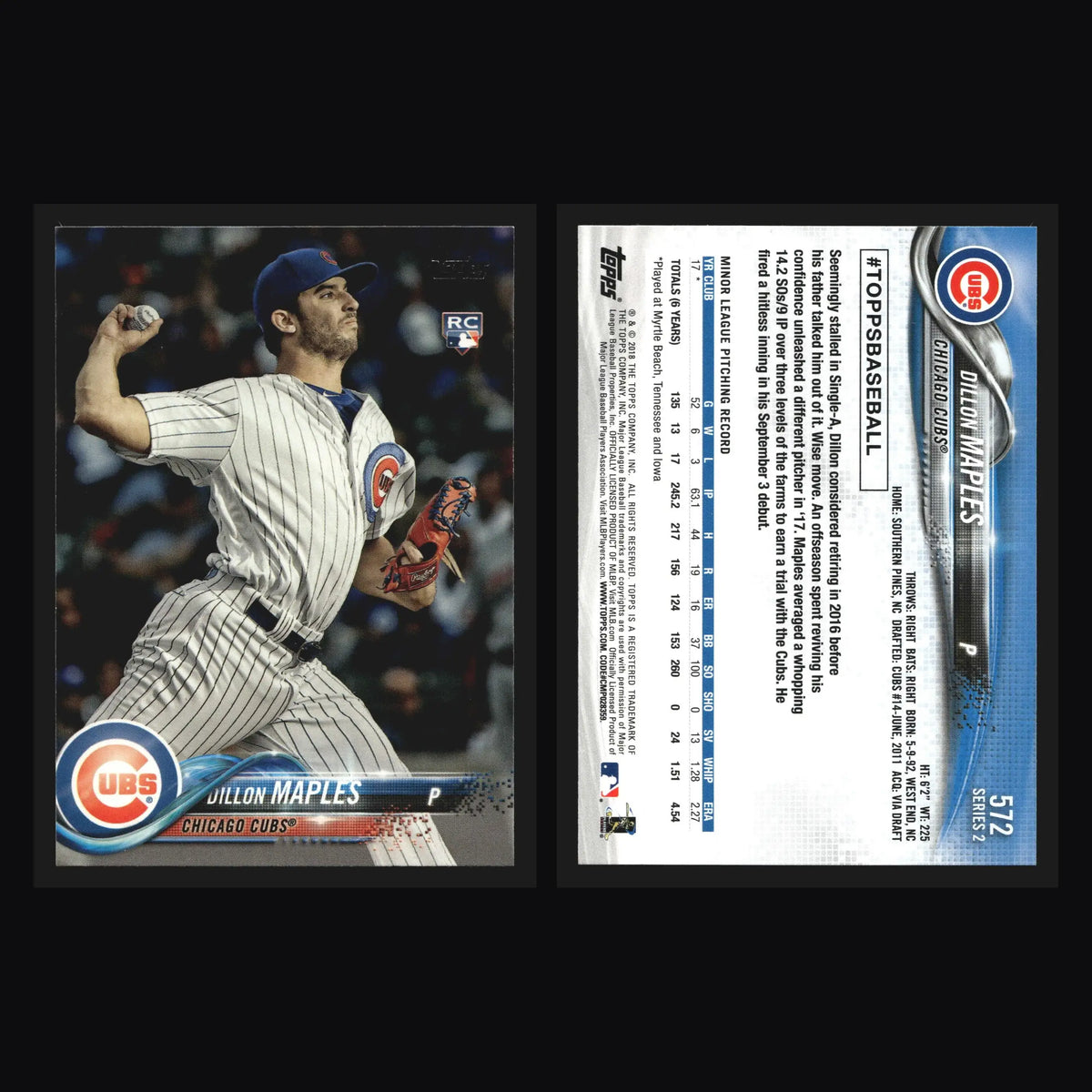 2018 Topps Series 2 #572 Dillon Maples RC Chicago Cubs - Baseball Card Single