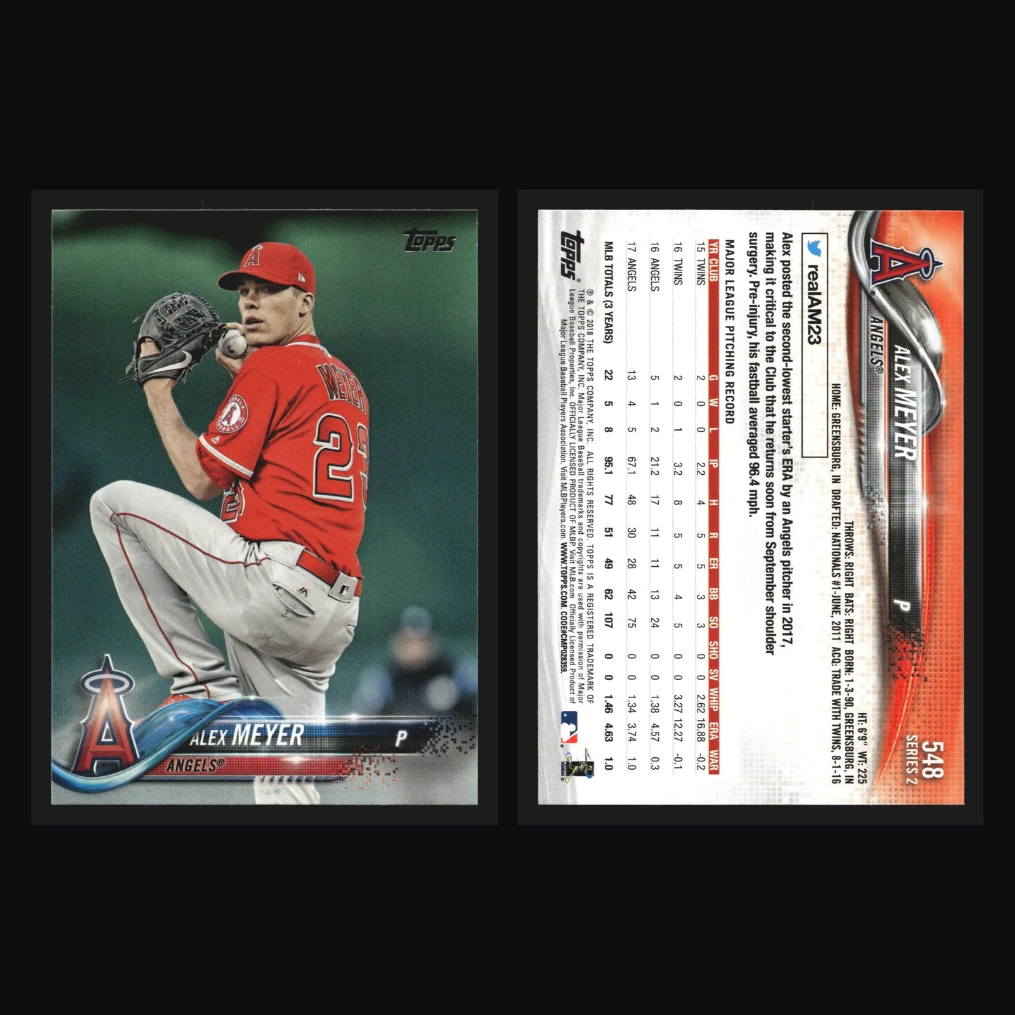 2018 Topps Series 2 Alex Meyer #548 Los Angeles Angels - Baseball Card Single
