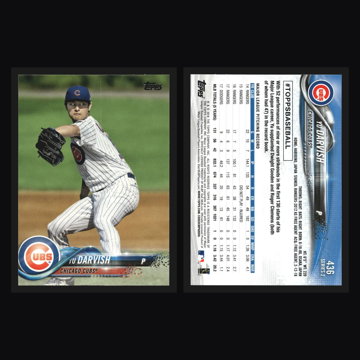 2018 Topps Series 2 Yu Darvish #436 Chicago Cubs - Baseball Card Single