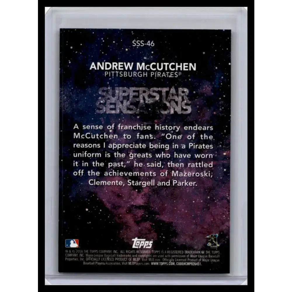 2018 Topps #SSS-46 Andrew McCutchen NM-MT Pittsburgh Pirates Baseball Card - Baseball Card Single