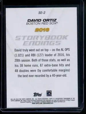 2018 Topps Storybook Endings David Ortiz #SE-2 Baseball - Baseball Card Single
