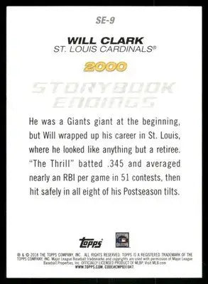 2018 Topps Storybook Endings Will Clark #SE-9 Baseball - Baseball Card Single