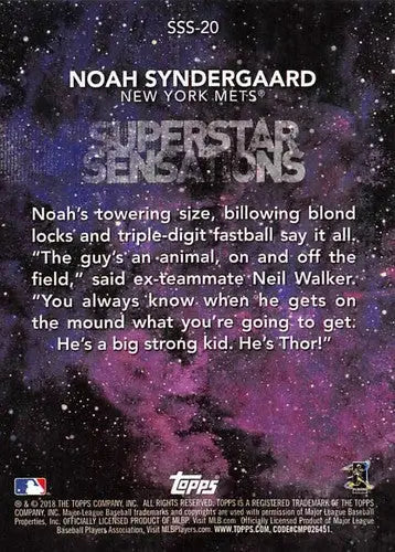 Baseball trading card of Noah Syndergaard NMMT from Topps Superstar Sensations series