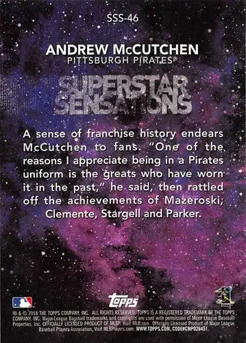 Andrew McCutchen baseball card from Topps Superstar Sensations series with original gloss