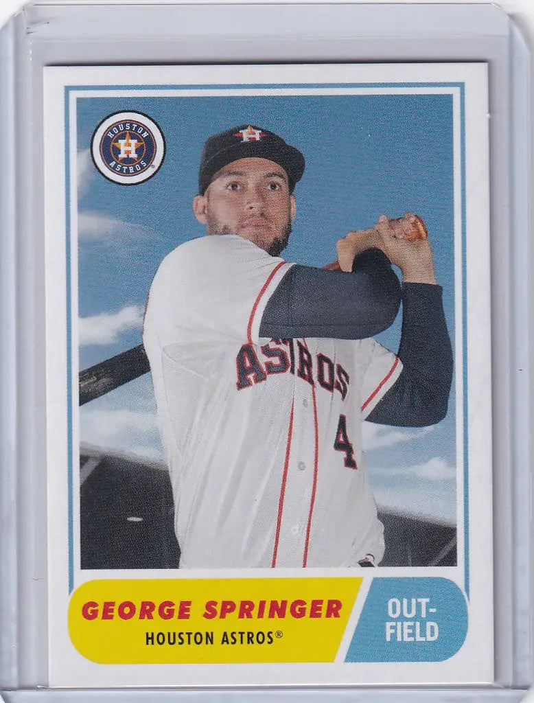 Baseball card of George Springer Houston Astros in batting stance Topps TBT design