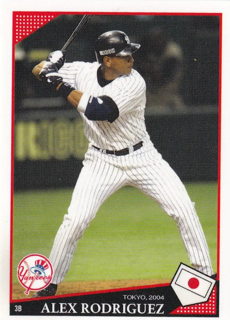 Baseball player in white pinstripes swinging bat from Topps Throwback Thursday card