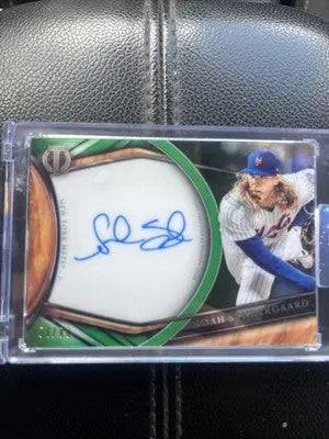 Autographed 2018 Topps Tribute Noah Syndergaard baseball card with green /99 METS