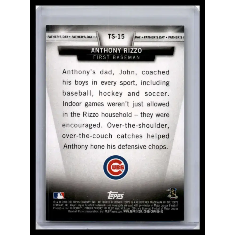 2018 Topps #TS-15 Anthony Rizzo NM-MT Chicago Cubs Baseball Card - Baseball Card Single