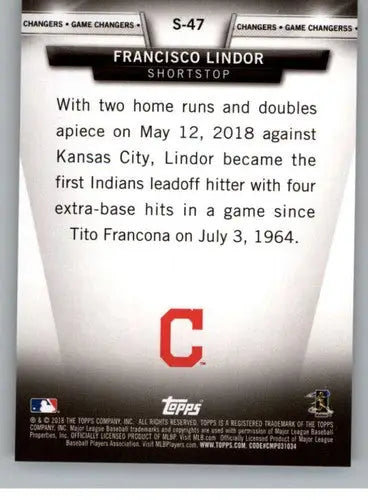 2018 Topps Update Salute Francisco Lindor baseball card back front side image