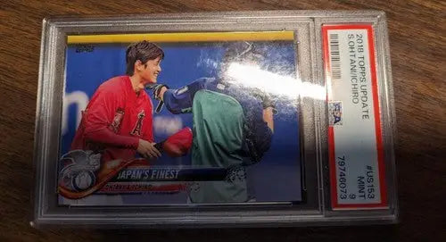Graded Shohei Ohtani Ichiro baseball card from 2018 Topps Update Finest Mint PSA 9