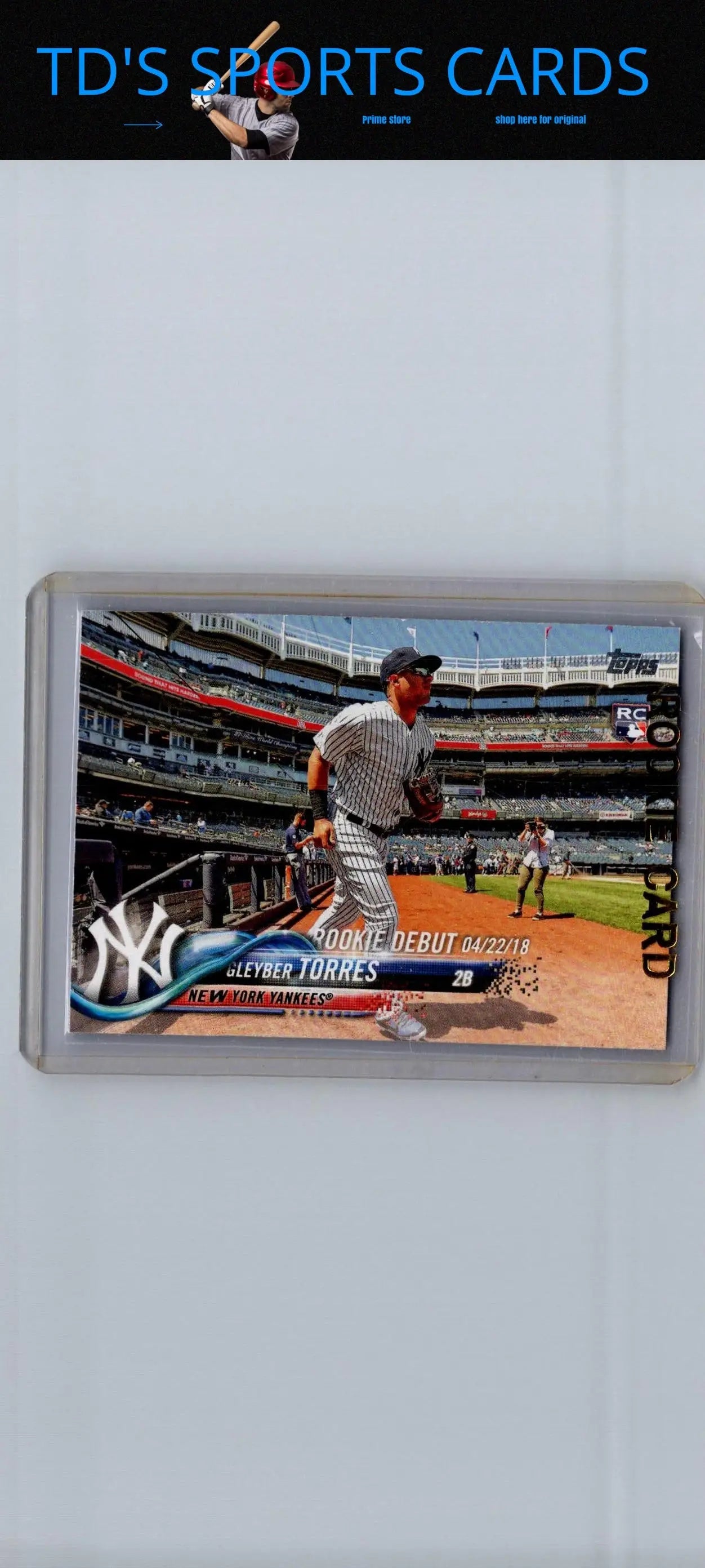 Yankees baseball card featuring Gleyber Torres from 2018 Topps Update US191 Gleyber Torres