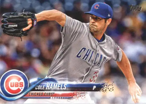 Original gloss 2018 Topps Update US32 Cole Hamels Cubs baseball card image