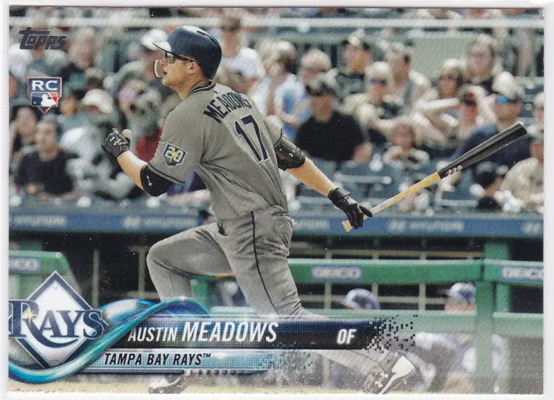 Baseball card featuring Austin Meadows US34 RC Tampa Bay Rays Tampa Bay Rays