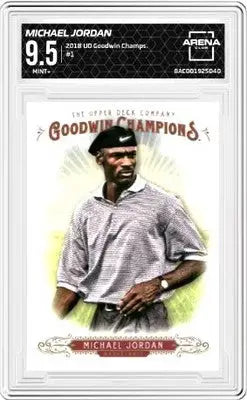 Graded Michael Jordan 2018 UD Goodwin Champions trading card with AC 9.5 score