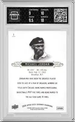 Graded Michael Jordan trading card from 2018 UD Goodwin Champions basketball series