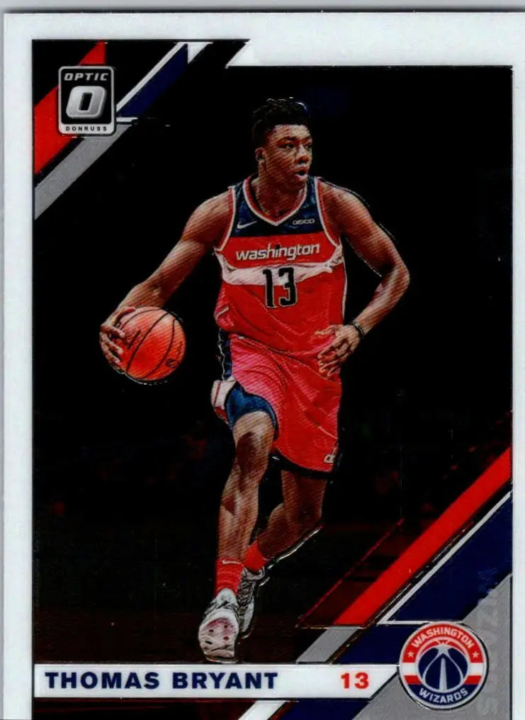 Basketball trading card of Thomas Bryant in Washington Wizards uniform from Donruss Optic