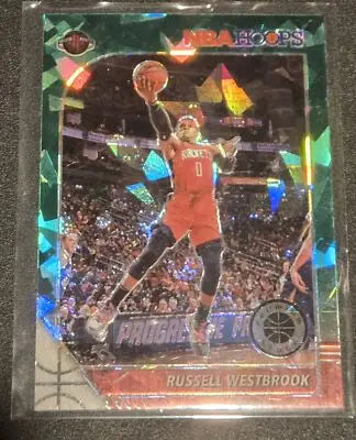 2019-20 Hoops Premium Stock #129 Russell Westbrook Prizms Green Cracked Ice - Basketball Card Single