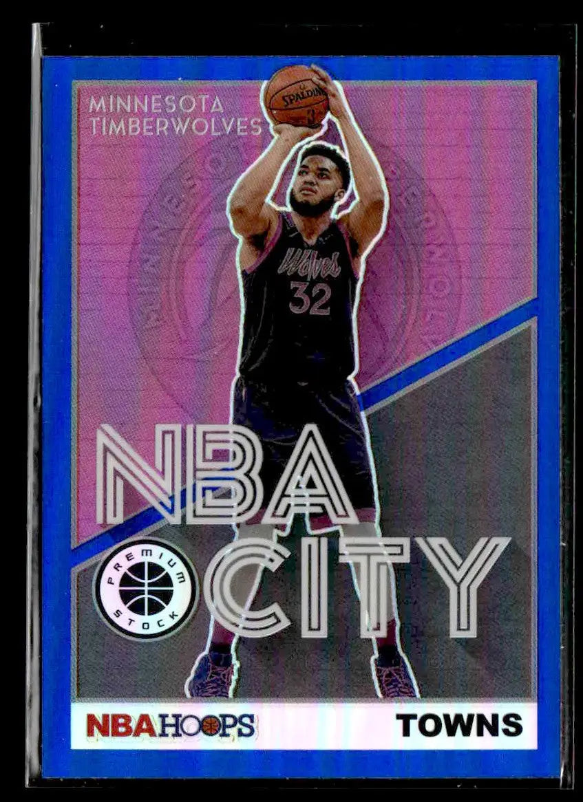 2019-20 Hoops Premium Stock #14 Karl-Anthony Towns NBA City Holo - Basketball Card Single