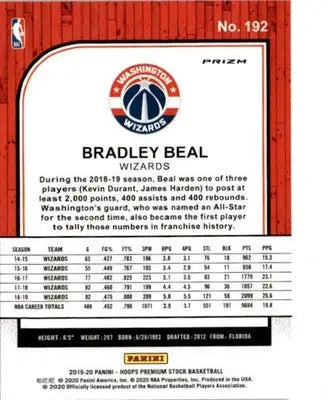 2019-20 Hoops Premium Stock #192 Bradley Beal Prizms Silver - Basketball Card Single