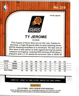 2019-20 Hoops Premium Stock #219 Ty Jerome Prizms Silver Laser - Basketball Card Single