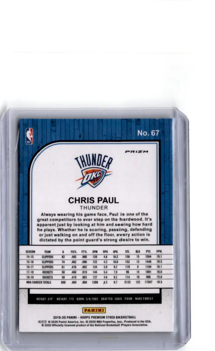 2019-20 Hoops Premium Stock #67 Chris Paul Prizms Silver