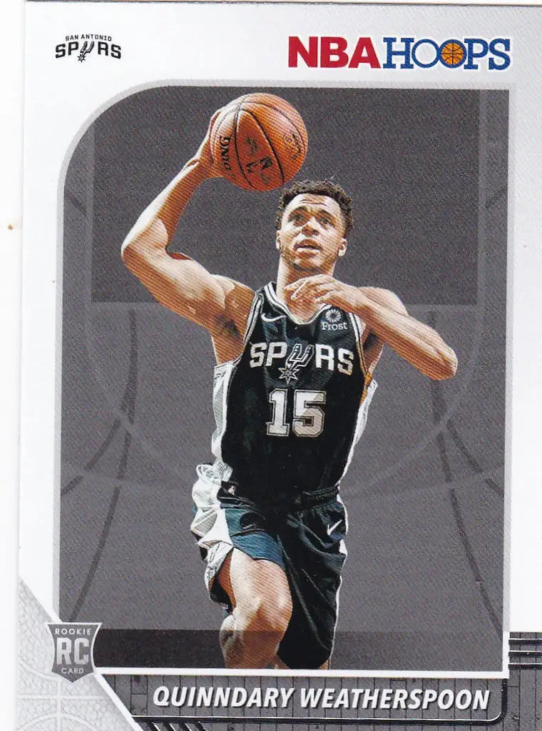 2019-20 Hoops Quinndary Weatherspoon RC #236 basketball card featuring Spurs rookie