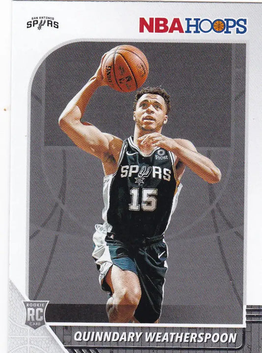 2019-20 Hoops Quinndary Weatherspoon RC #236 basketball card featuring Spurs rookie