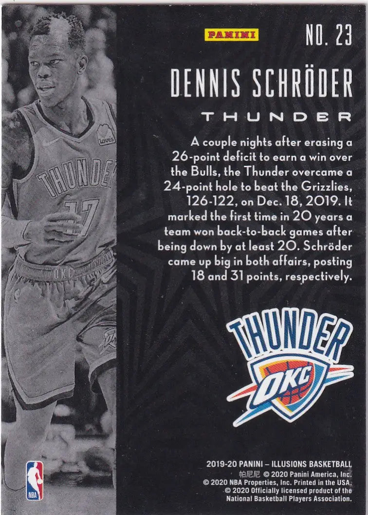 2019-20 ILLUSIONS #23 DENNIS SCHRODER- OKLAHOMA CITY THUNDER