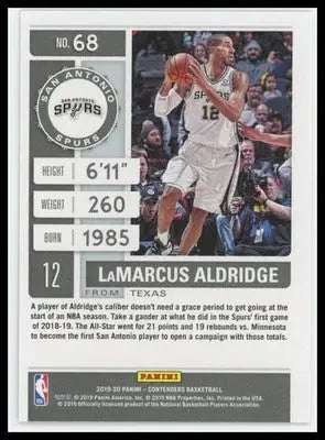 2019-20 Panini Contenders - Semifinal Ticket LaMarcus Aldridge 68 /149 Spurs NM - Basketball Card Single