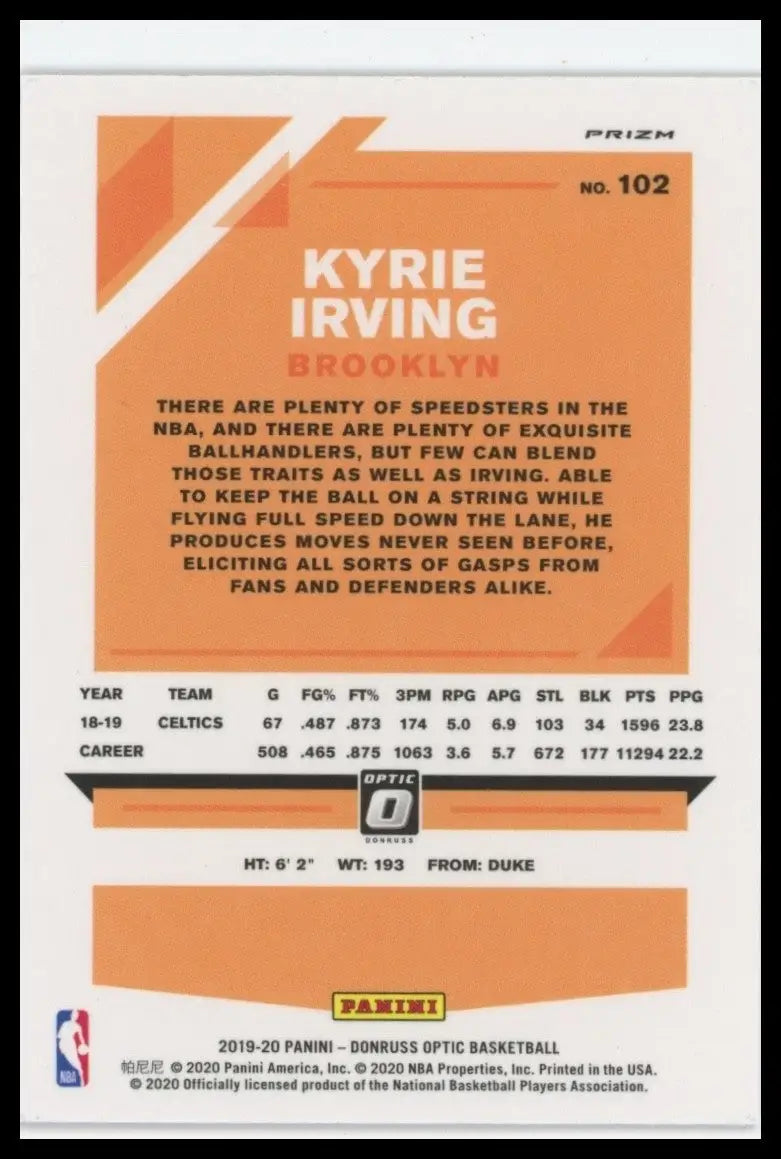 2019-20 Panini Donruss Optic - Kyrie Irving #102 Pink Hyper Prizm