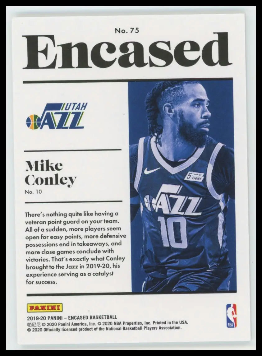 2019-20 Panini Encased Mike Conley 75 /99 Utah Jazz NM - Basketball Card Single