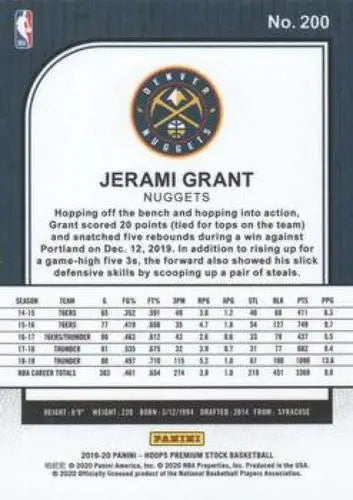 2019-20 Panini Hoops Premium Stock Retail #200 Jerami Grant NM-MT Nugge ID:48917 - Basketball Card Single